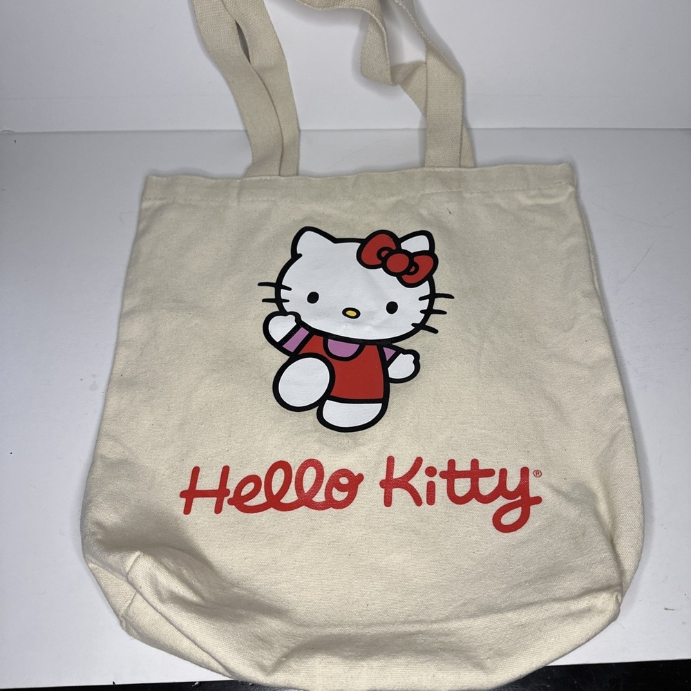Hello Kitty Sanrio Canvas Tote Reusable Shopping Shoulder Bag Purse 14"x14"